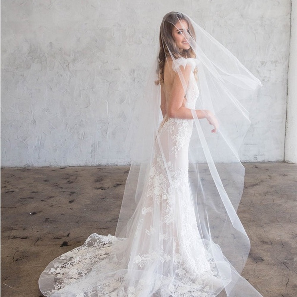 Brides & Hairpins Beau Chapel Veil with Blusher - Simple Cut Edge